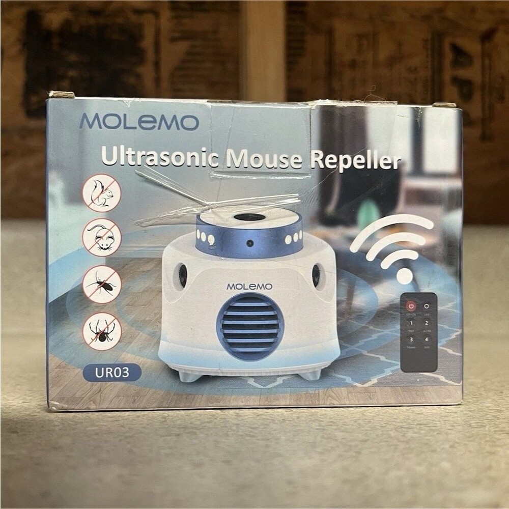 MOLEMO UR03 Plug-In Ultrasonic Mouse/Rat/Rodent Repeller PIR & Flashing Light